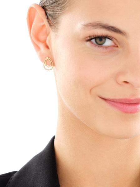 Kolczyki z żółtego złota z brylantami - 0,03 ct - próba 585