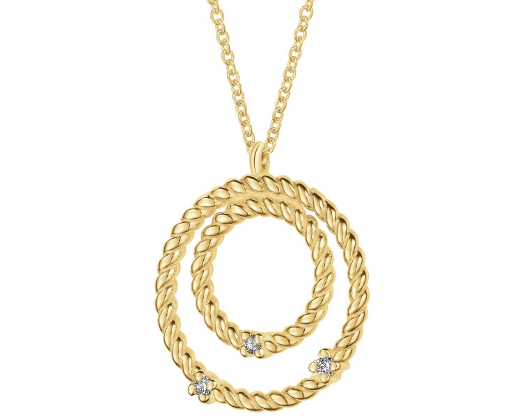 Naszyjnik z żółtego złota z brylantami - koła - 0,01 ct - próba 585