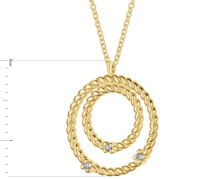 Naszyjnik z żółtego złota z brylantami - koła - 0,01 ct - próba 585