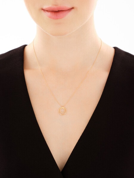 Naszyjnik z żółtego złota z brylantami - koła - 0,01 ct - próba 585