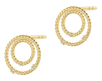 Zlaté náušnice s brilianty - kroužky - 0,03 ct - ryzost 585