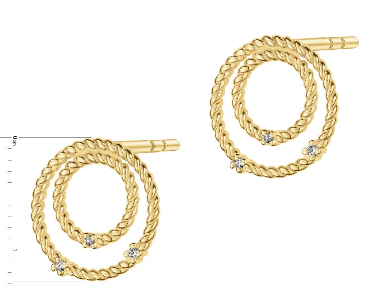 Zlaté náušnice s brilianty - kroužky - 0,03 ct - ryzost 585