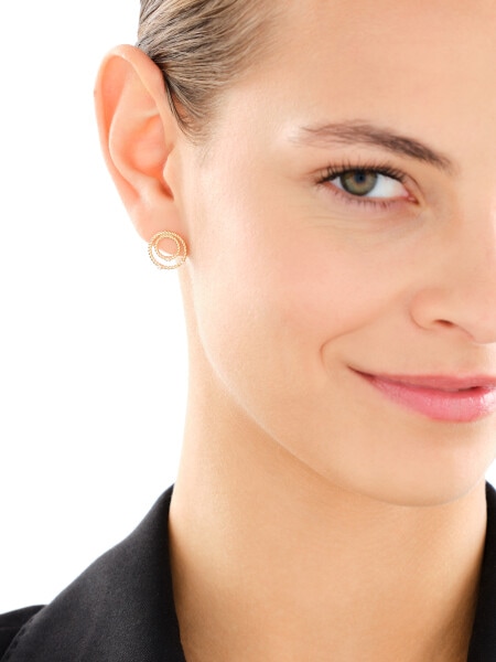 Zlaté náušnice s brilianty - kroužky - 0,03 ct - ryzost 585