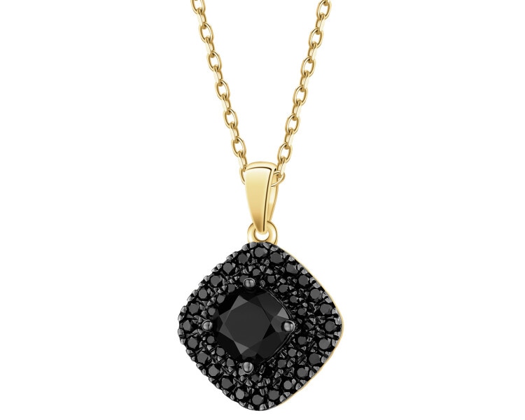 Zawieszka z żółtego złota z czarnymi brylantami i onyksem - próba 585