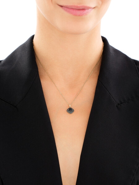 Zawieszka z żółtego złota z czarnymi brylantami i onyksem - próba 585