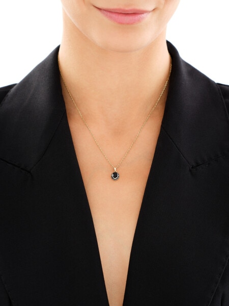 Zawieszka z żółtego złota z czarnymi brylantami i onyksem - próba 585