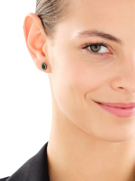 Zlaté náušnice s černými brilianty a onyxy - ryzost 585