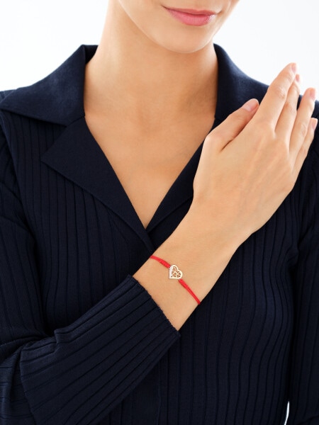 Bransoletka z elementami żółtego złota i diamentem - serca - 0,002 ct - próba 375