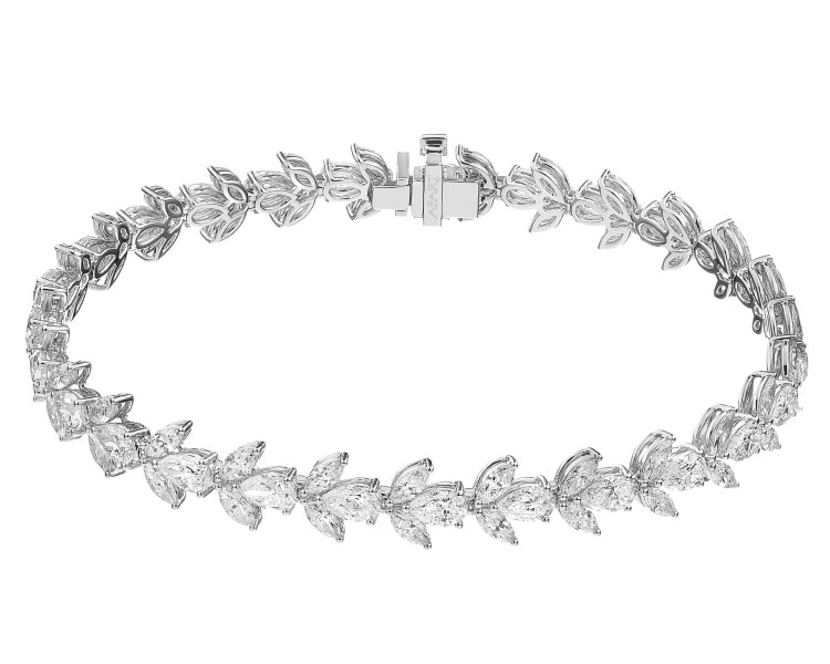 Bransoletka z białego złota z diamentami - 8,77 ct - próba 750