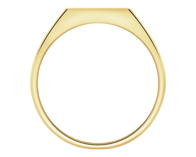 Pierścionek z żółtego złota z diamentami i onyksem - sygnet - próba 585