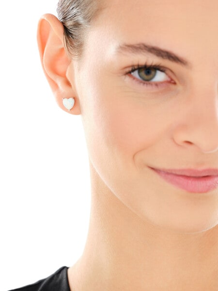 Kolczyki srebrne z opalami syntetycznymi - serca