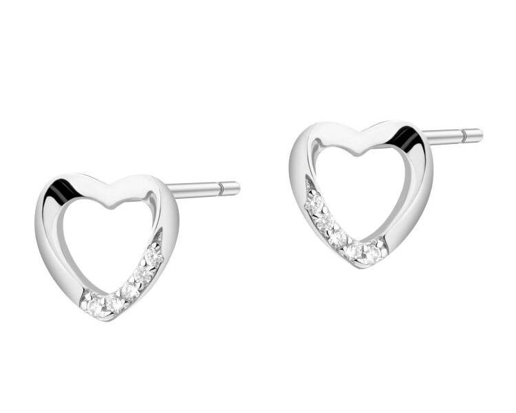 Kolczyki srebrne z cyrkoniami - serca