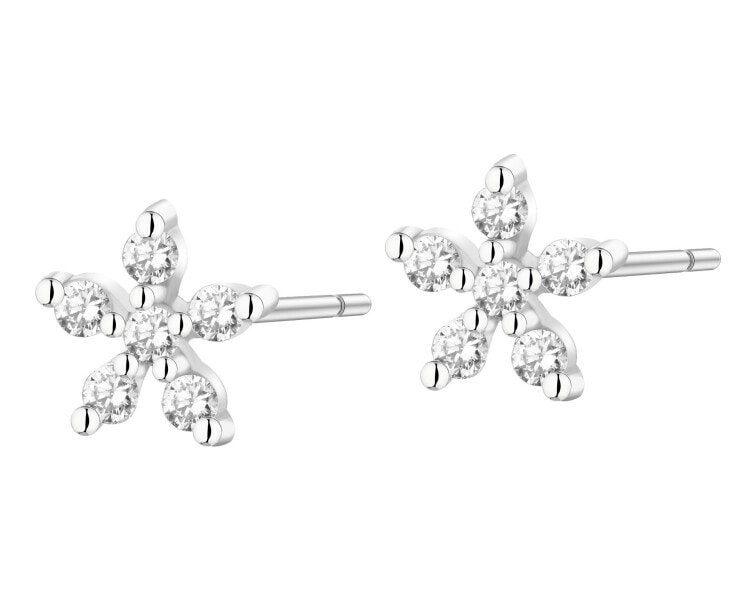 Kolczyki srebrne z cyrkoniami - kwiaty
