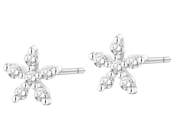 Stříbrné náušnice se zirkony - květy