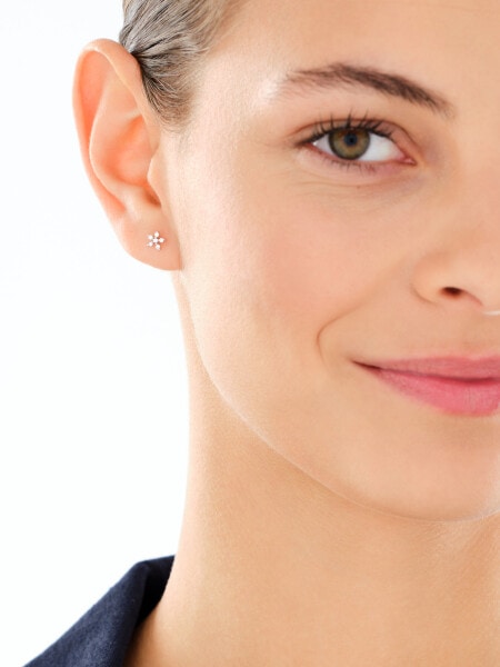 Kolczyki srebrne z cyrkoniami - kwiaty