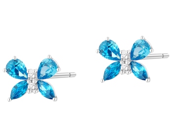 Stříbrné náušnice se zirkony - motýli