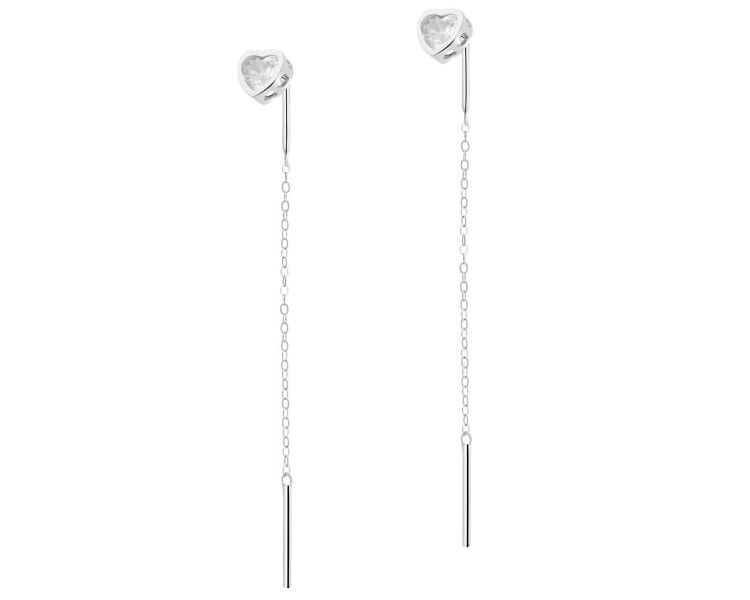Kolczyki srebrne z cyrkoniami - serca