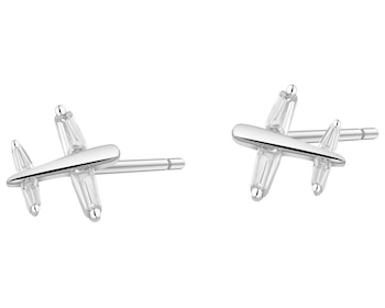 Kolczyki srebrne z cyrkoniami - samoloty
