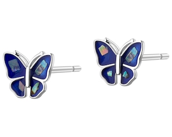 Stříbrné náušnice se smaltem - motýli