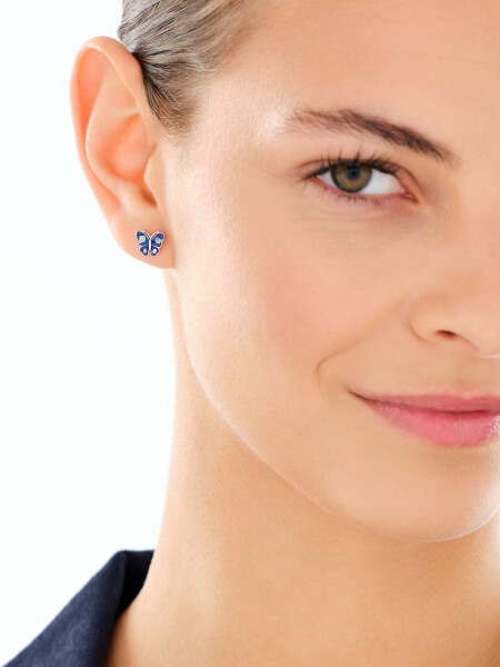 Kolczyki srebrne z emalią - motyle