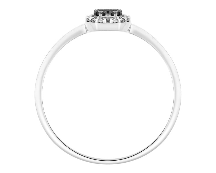 14 K Rhodium-Plated Yellow Gold Ring - 0,11 ct - fineness 14 K