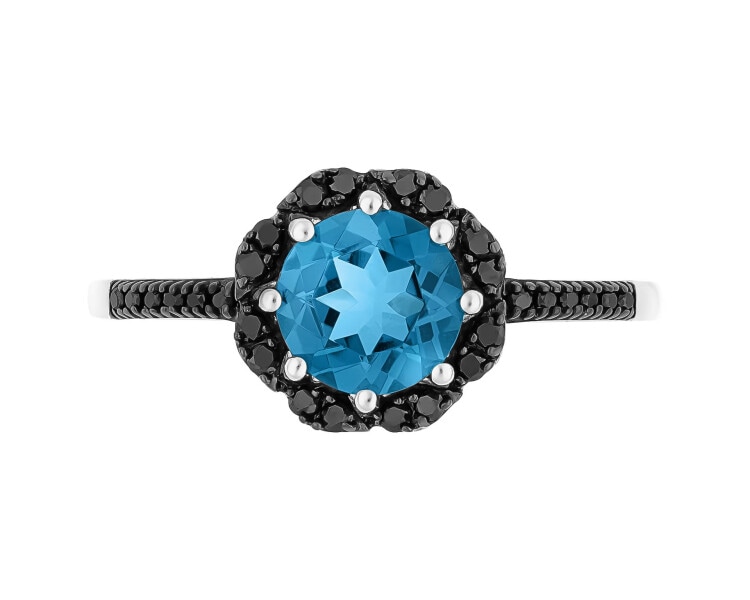 14 K Rhodium-Plated Yellow Gold Ring - fineness 14 K