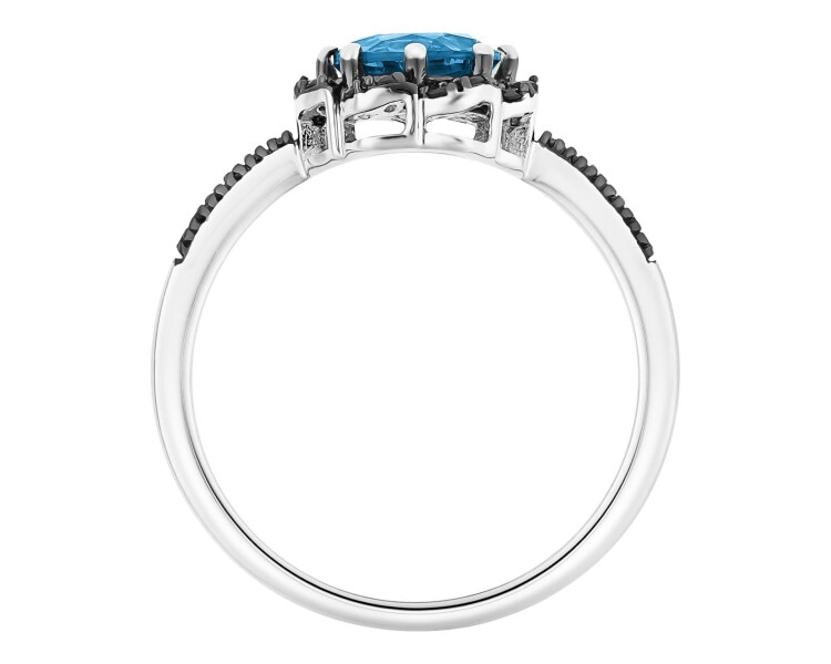 14 K Rhodium-Plated Yellow Gold Ring - fineness 14 K