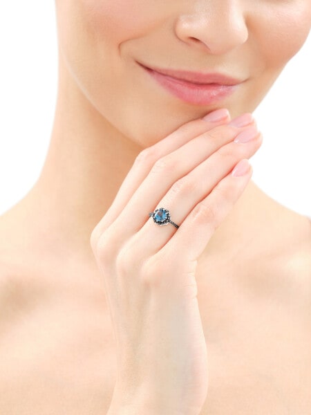 14 K Rhodium-Plated Yellow Gold Ring - fineness 14 K