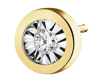 Pojedynczy kolczyk z żółtego i białego złota z brylantem - 0,02 ct - próba 585