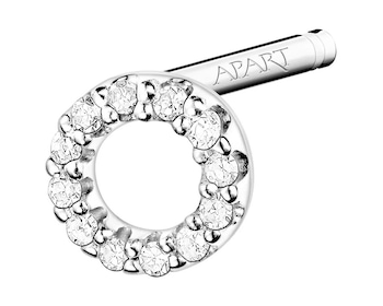 9 K Rhodium-Plated Yellow Gold Earring with Diamonds - 0,02 ct - fineness 14 K