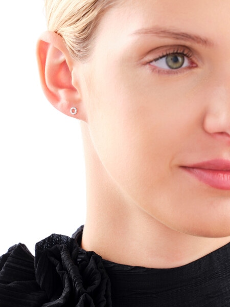 9 K Rhodium-Plated Yellow Gold Earring with Diamonds - 0,02 ct - fineness 14 K