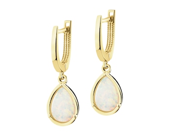 Zlaté náušnice s opality - slzy