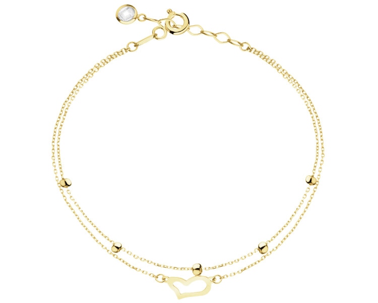 Złota bransoletka z cyrkoniami - serce