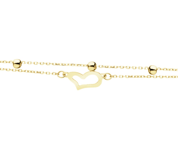 Złota bransoletka z cyrkoniami - serce