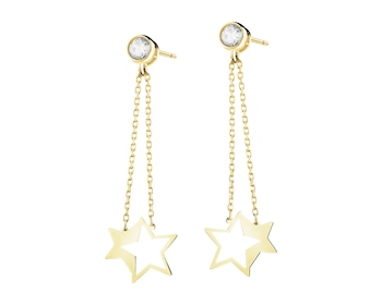 Złote kolczyki z cyrkoniami - gwiazdy
