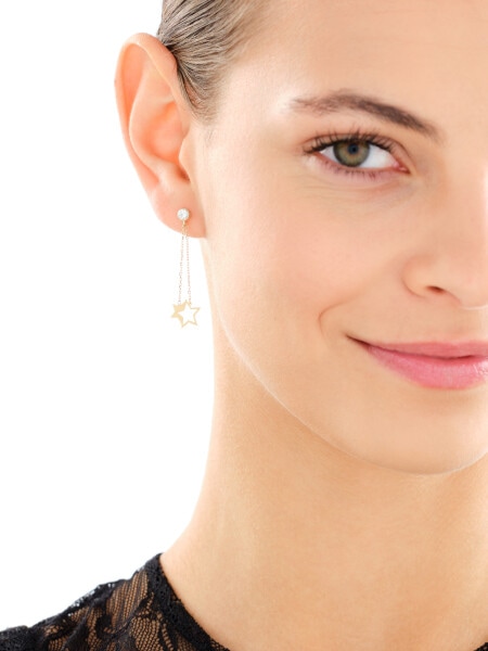 Złote kolczyki z cyrkoniami - gwiazdy