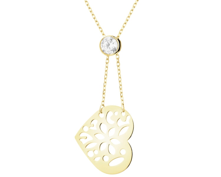 Złoty naszyjnik z cyrkonią - serce