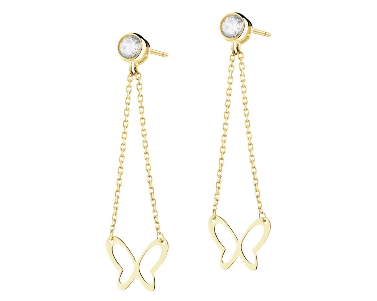 Zlaté náušnice se zirkony - motýli