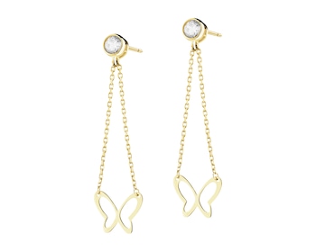 Zlaté náušnice se zirkony - motýli