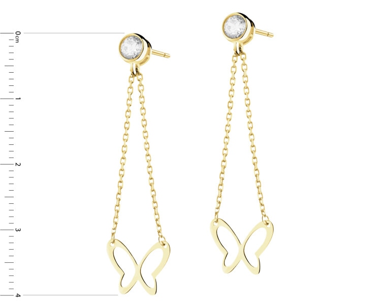 Zlaté náušnice se zirkony - motýli