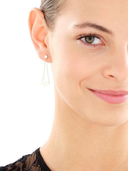 Zlaté náušnice se zirkony - motýli