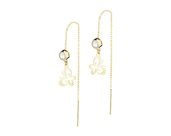 Złote kolczyki z cyrkoniami - motyle