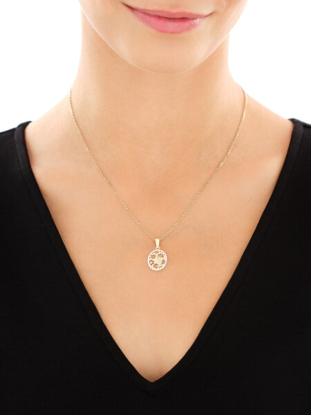 Złota zawieszka z cyrkonią - medalik Matka Boska