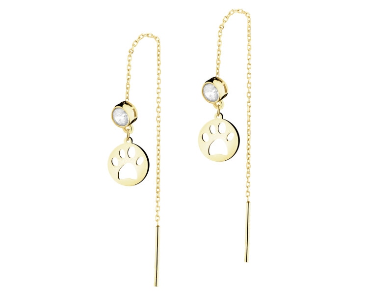 Zlaté náušnice se zirkony - tlapky