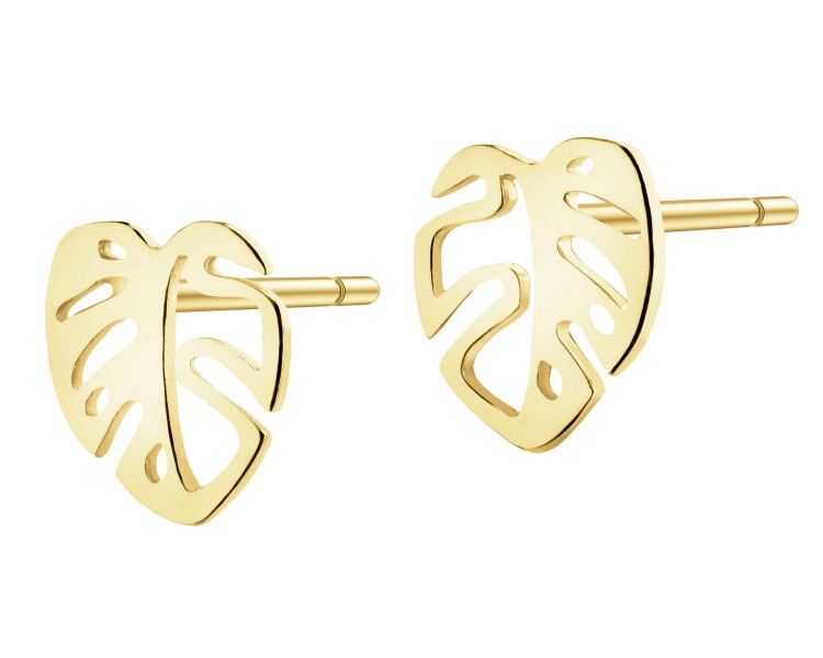 Złote kolczyki - liście monstery