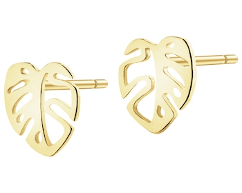 Złote kolczyki - liście monstery