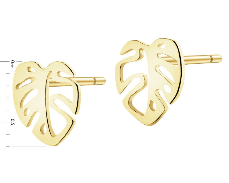 Złote kolczyki - liście monstery