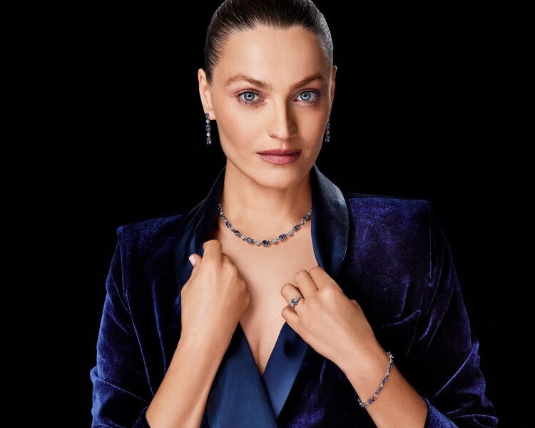 18 K Rhodium-Plated White Gold Collar Necklace - fineness 18 K