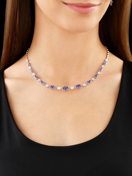 18 K Rhodium-Plated White Gold Collar Necklace - fineness 18 K