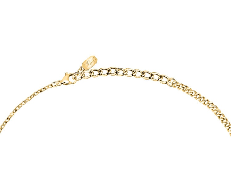 Naszyjnik ze stali szlachetnej z perłą - logo Karl Lagerfeld